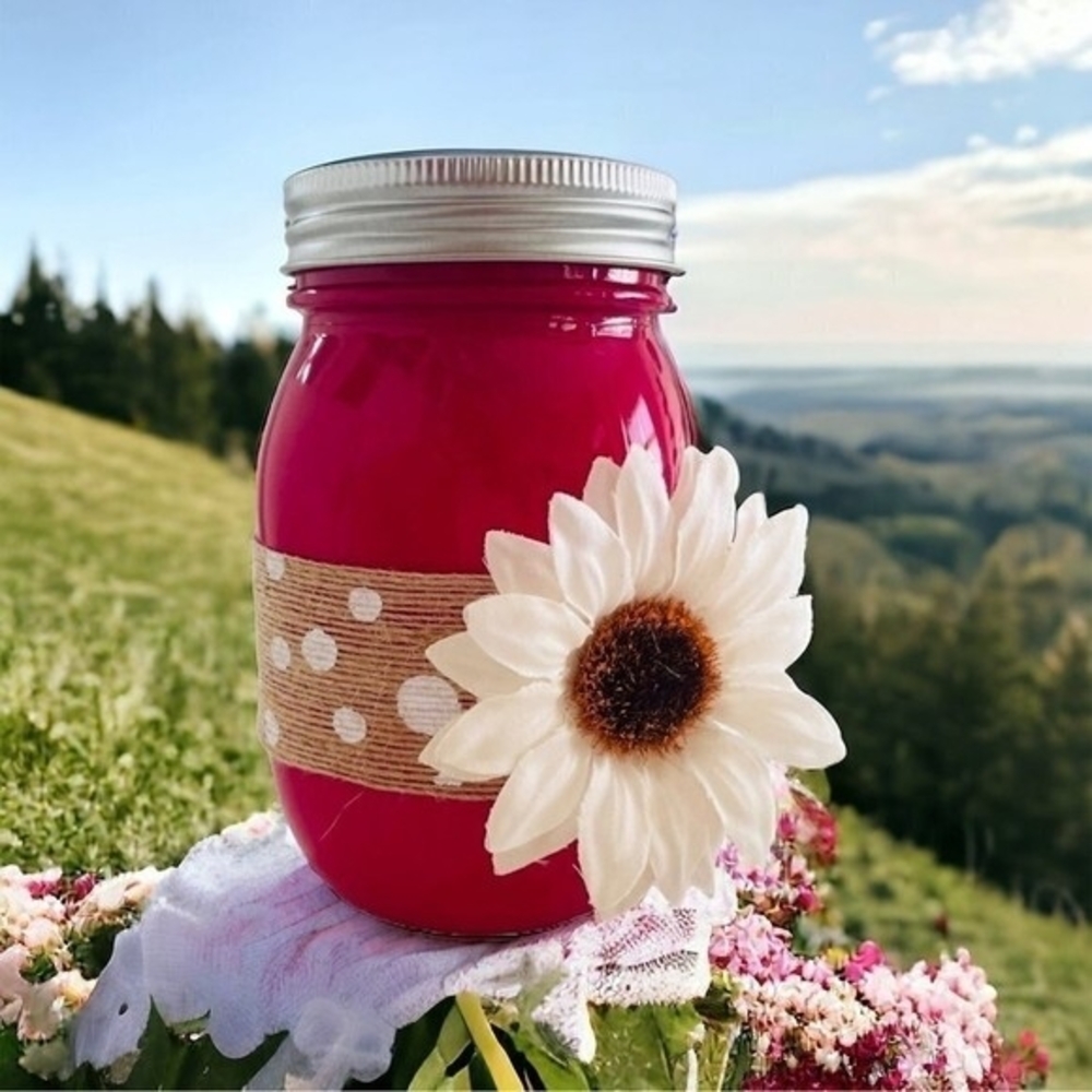 Handcrafted Sunflower Mason Jar with Lid Glass Metal 5.25 Canister Storage Decor